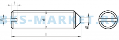 Схема винта установочного, прямой шлиц DIN 553 A2 A4