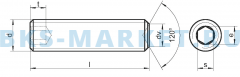 Схема винта установочного с внутренним шестигранником DIN 916 A2 A4