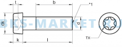 Схема винта с цилиндрической низкой головкой ISO 14580 A2 A4