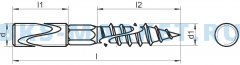 Схема винта-шурупа (резьбового нагеля) ART 9082 A2
