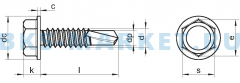 Схема винта самонарезающего сверлоконечного, форма КО DIN 7504 KO A2