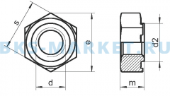 Схема гайки шестигранной приварной DIN 929 A2 A4
