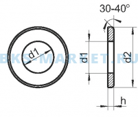 Схема плоской шайбы с фаской DIN 125 B A2 A4