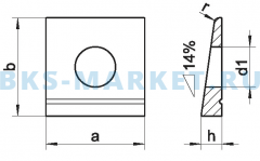 Схема косой квадратной шайбы для двутавров DIN 435 A2 A4