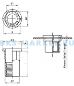 Схема заклепки-гайки полушестигранник с цилиндрической ART 1029 A2