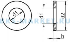 Схема плоской латунной шайбы без фаски DIN 125 Л63/ЛС58-3