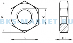 Схема латунной гайки шестигранной DIN 439 Л63/ЛС58-3